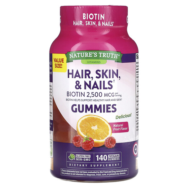 Hair, Skin & Nails, Natural Fruit, 140 Vegan Gummies Nature's Truth