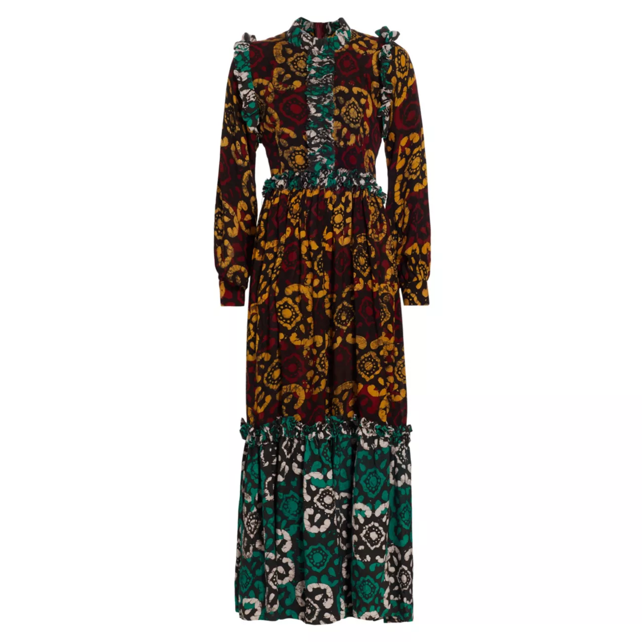 Платье макси с рюшами Bidemi, окрашенное вручную Busayo