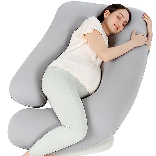 Подушки для сна Momcozy для беременных, U-образная подушка для беременных со съемным чехлом - поддержка спины, ног, живота, бедер для беременных, подушка для беременных 57 дюймов, серый Momcozy
