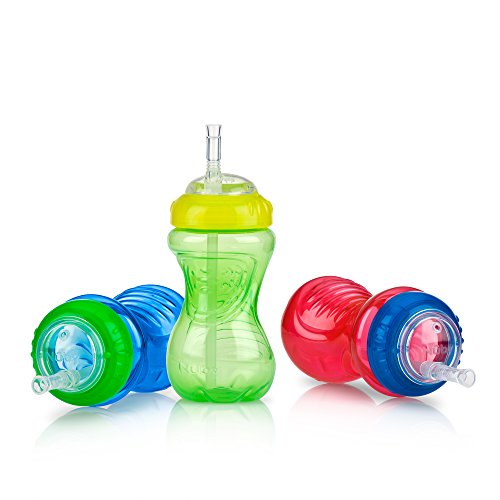 Непроливайка Nuby с гибкой соломинкой для мальчиков — (3 упаковки) бутылочки по 10 унций — тренировочные чашки-непроливайки для малышей от 12 месяцев NUBY