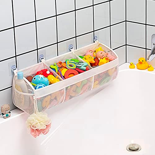 Austion Original 3 Compartment Horizontal Large Openings Bath Toy Organizer for Tub, Capacity Upgrade Bath Toy Storage and Holder, Bathtub Toy Holder for Easy Access and Sorting of Toys. Austion