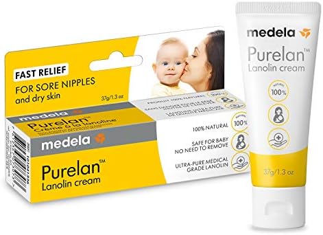 Крем для сосков Medela Purelan с ланолином для грудного вскармливания, 100% натуральный одиночный ингредиент, гипоаллергенный, успокаивающий и защитный, безопасный для кормящей мамы и ребенка, тюбик 1,3 унции Medela