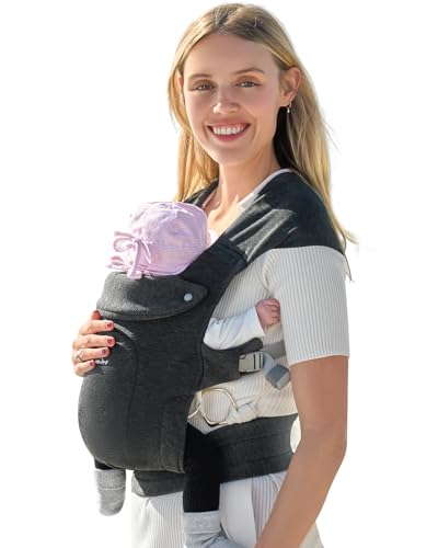 Модернизированная переноска для новорожденных, уютная переноска-рюкзак (7–25 фунтов), переноска для младенцев, с крючком и петлей для легкой регулировки, мягкая ткань, светло-серый цвет MOMTORY