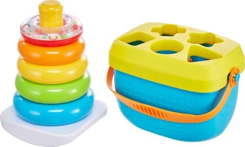 Детская складная игрушка Fisher-Price Rock-A-Stack, неваляная основа с 5 разноцветными кольцами для детей от 6 месяцев Fisher-Price