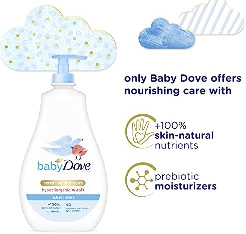 Baby Dove Уход за чувствительной кожей Детское мыло для купания ребенка, насыщенное влагой, без слез и гипоаллергенное, 20 унций (упаковка может отличаться) Baby Dove