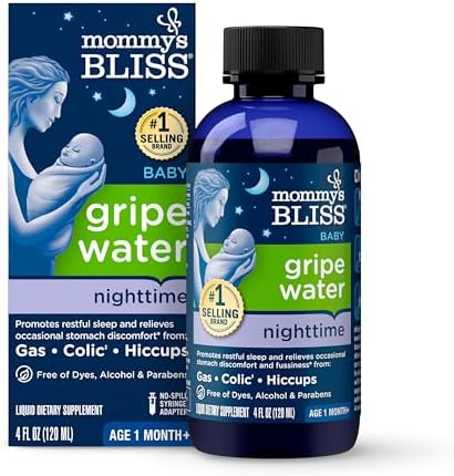 Mommy's Bliss Gripe Water Night Time, Infant Gas & Colic Relief, Gentle & Safe, 2 Weeks+, 4 FL OZ Bottle (Pack of 1) Mommy's Bliss