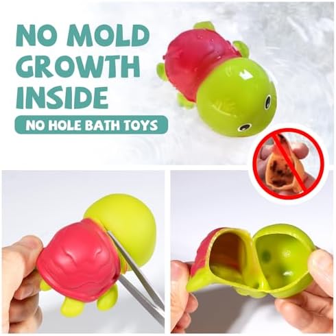 Mold Free Infant Bath Toys for 18 Months - No Hole Animal Bathtub Toys, Baby Bath Tub Toys No Mold (Ocean) Hely Cancy