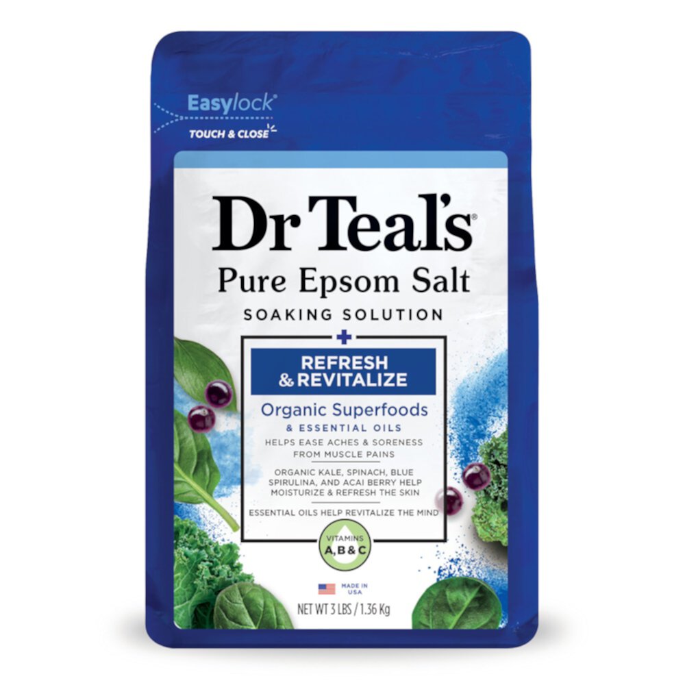 Pure Epsom Salt Soaking Solution - Refresh & Revitalize Superfoods -- 3 lbs Dr Teal's