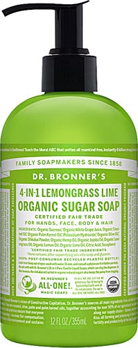 Organic 4-in-1 Pump Soap Sugar Lemongrass Lime -- 12 fl oz Dr. Bronner's