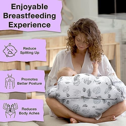 PILLANI Nursing Pillow for Breastfeeding, Breast Feeding Pillow for Mom & Baby Support, Removable Cotton Cover, Adjustable Waist Strap, Newborn Essentials Must Haves, Baby Registry Search, Baby Pillow PILLANI