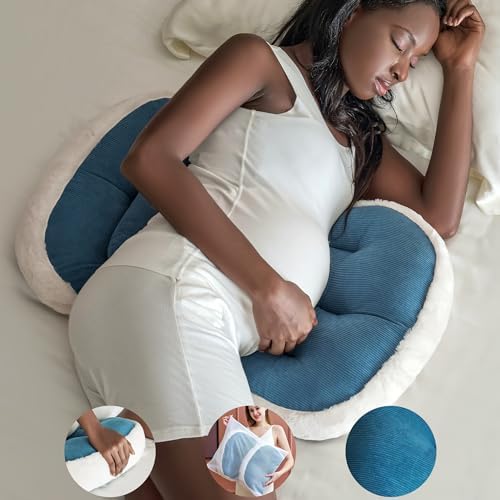 pobopobo Подушка для беременных для сна, удобная роскошная подушка для беременных из искусственного меха для беременных, подушки для беременных с мешком для белья, подушки для беременных от боли в бедре (серые) Pobopobo