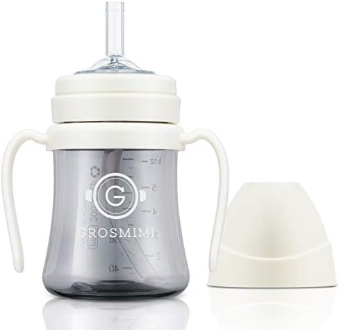 GROSMIMI Spill Proof no Spill Magic Sippy Cup с трубочкой и ручкой для малышей и малышей, настраиваемый, PPSU, без BPA, 6 унций (бежевый) GROSMIMI