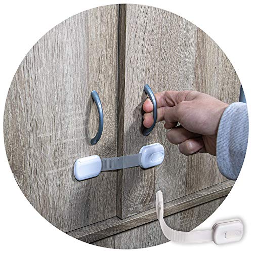 6-Pack Child Proof Locks for Cabinet Doors, Drawers, Fridge, Toilet Seat, Dishwasher, Trash Can, Cupboard - 3M - No Drilling - Baby Proofing Safety Cabinet Lock Inaya