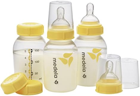 Бутылочки для хранения грудного молока Medela, 3 упаковки бутылочек для грудного вскармливания по 5 унций с сосками для медленного потока, крышками, широкими воротниками и дорожными крышками, изготовлены без BPA Medela