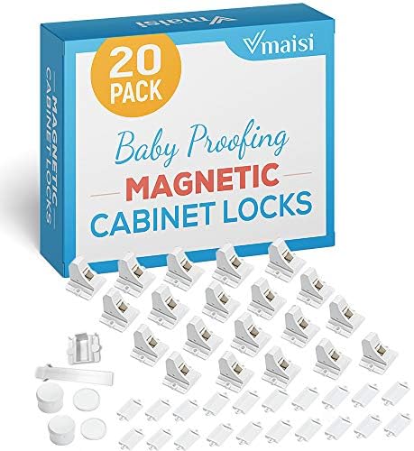 20 Pack Magnetic Cabinet Locks Baby Proofing - Vmaisi Children Proof Cupboard Drawers Latches - Adhesive Easy Installation Vmaisi