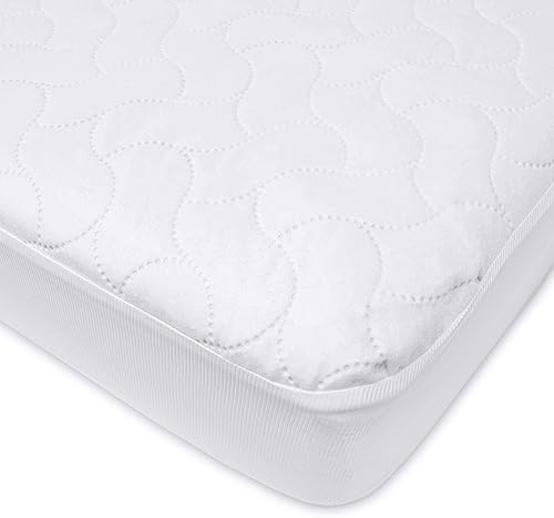 American Baby Company Waterproof Fitted Crib and Toddler Mattress Protector, Quilted and Noiseless Crib & Toddler Mattress Pad Cover, White, 52"x28"x9" American Baby Company