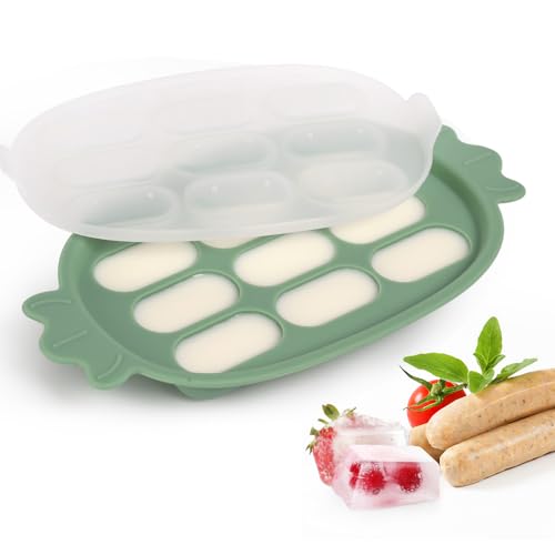 Силиконовый лоток для заморозки Haakaa - Форма для мороженого для прорезывания грудного молока - Кормушка для детского питания Прорезыватель для фруктов - Устройство для приготовления детского питания - Лоток для кубиков льда - Дети от 4 месяцев - Силикон без BPA - Зеленый Haakaa