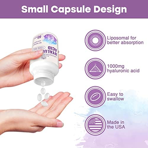 Liposomal Hyaluronic Acid Capsules (Капсулы) - Hyaluronic Acid Supplements with 1000mg Hyaluronic Acid, Dietary Supplement Support Skin Hydration and Joint Lubrication, 120 Capsules(Pack of 2) Sambugra