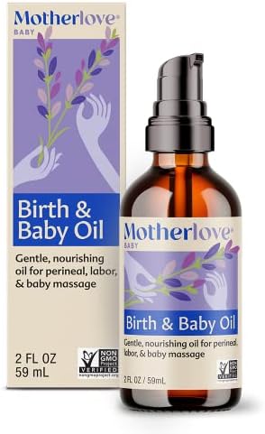 Motherlove Birth & Baby Oil (2 oz) Gentle Lavender-Infused Oil for Perineal, Labor & Baby Massage—Non-GMO, Organic Herbs Motherlove