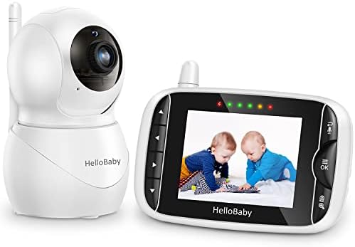 Монитор HelloBaby с камерой и звуком, ЖК-экран IPS, видеоняня, инфракрасное ночное видение без Wi-Fi, колыбельная с температурным экраном, двусторонняя аудиосвязь и режим VOX HelloBaby
