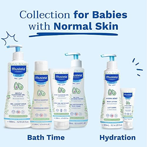 Mustela Baby 2-in-1 Cleansing Gel - Baby Body & Hair Cleanser - with Natural Avocado - Biodegradable Formula & Tear-Free - 6.76 fl. oz. - 1 or 2-Pack Mustela