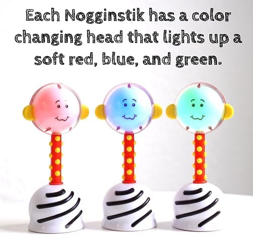 Набор вех развития ребенка SmartNoggin: развивающая светящаяся погремушка NogginStik и кольца NogginRings для достижения и захвата колец SmartNoggin