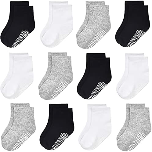 GRPSKCOS Детские носки для мальчиков и девочек, 12 пар нескользящих носков, нескользящие липкие хлопковые носки для детей 0-5 лет GRPSKCOS