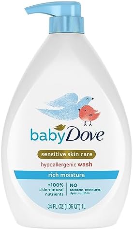 Средство для ухода за чувствительной кожей Baby Dove, богатое увлажнением для детского купания, без слез и гипоаллергенное, 34 унции Baby Dove