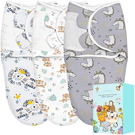 Cute Castle 3-Pack Baby Swaddle Sleep Sacks - Perfect Boxs - Newborn Swaddle Sack - Ergonomic Baby Swaddles Warp Blanket for Boys and Girls (Small 0-3 Months),Unicorn, Lion, Tiger Cute Castle
