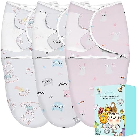 Cute Castle 3-Pack Baby Swaddle Sleep Sacks - Perfect Boxs - Newborn Swaddle Sack - Ergonomic Baby Swaddles Warp Blanket for Boys and Girls (Small 0-3 Months),Unicorn, Lion, Tiger Cute Castle