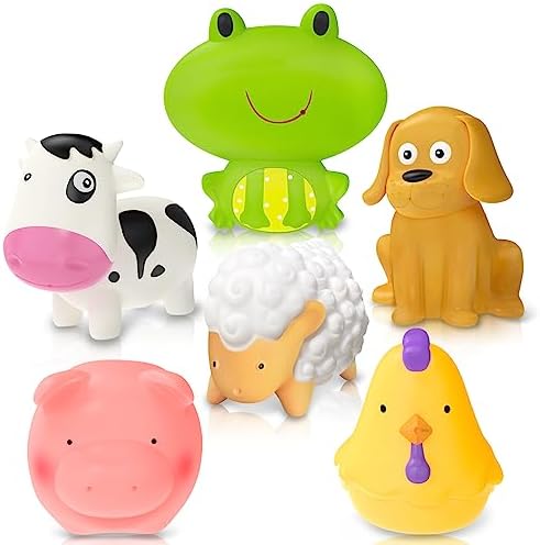 Farm Animals Baby Bath Toys for Kids Toddler Ages 1-3, No Hole Bathtub Pool Toys for 1 2 3 Year Old Boy Girl Birthday, Toddler Toys Tonberless