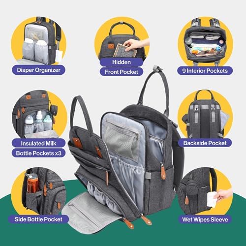 Рюкзак BabbleRoo Sage Green унисекс для малышей Essentials — просторная сумка для подгузников с пеленальной подушкой, ремнями для коляски и чехлом для соски BabbleRoo