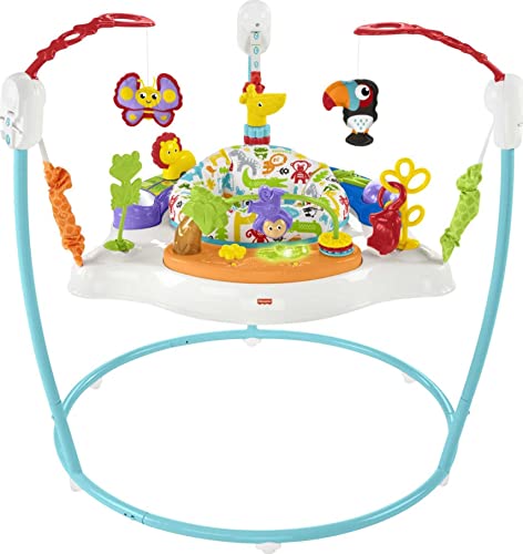 Детский шезлонг Fisher-Price, развлекательный центр Blooming Fun Jumpero с музыкальной подсветкой и развивающими игрушками для младенцев FISHER-PRICE BABY