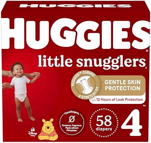 Подгузники Huggies, размер 4, детские подгузники Little Snugglers, размер 4 (22–37 фунтов), 58 шт. Huggies