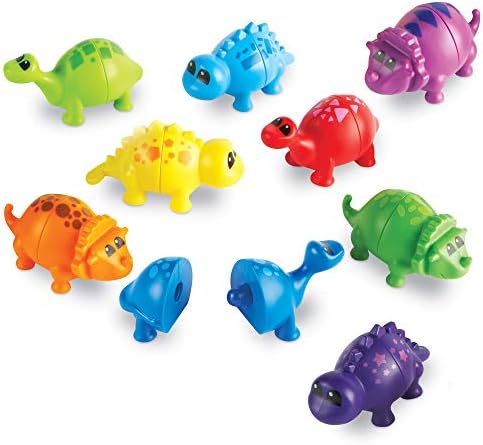Ресурсы для обучения Snap-n-Learn Matching Dinos — 18 предметов, возраст 18+ месяцев Игрушки для мелкой моторики малышей, игрушка для счета и сортировки, сортировка фигур, игрушки-динозавры, игрушки для сенсорной корзины Learning Resources