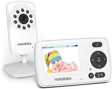 Монитор HelloBaby с 2 камерами, видеоняня с дальним радиусом действия 1000 футов, радионяня без Wi-Fi, ночное видение, режим VOX, энергосбережение, портативный дорожный экран 2,4 дюйма, камера безопасности для детей, для детей/домашних животных/пожилых людей HelloBaby