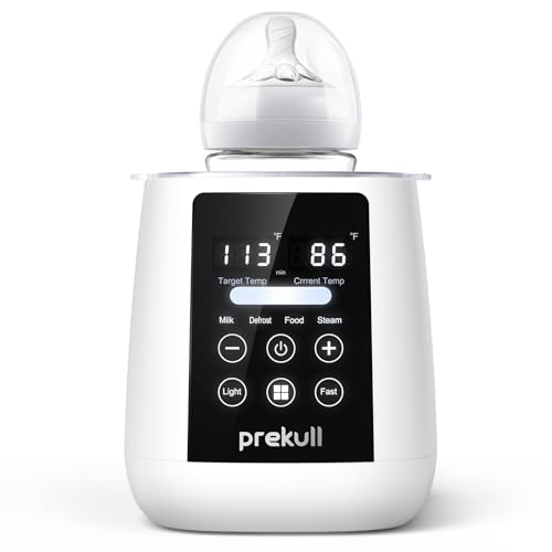 Bottle Warmer, prekull Fast Baby Bottle Warmer for Breastmilk, Formula with Accurate Temp Control, 48H Thermostat Baby Milk Warmer with Thaw, Night Light, Bottle Warmers for All Bottles Prekull