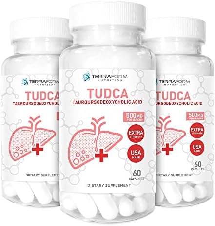 (3 Pack) Terraform Pure TUDCA (Tauroursodeoxycholic Acid) - 500mg Per Serving - Pure Liver Support & Health - 60 Capsules Terraform Nutrition