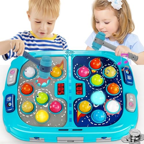 Whack A Mole Game, Toys for 3-12 Year Old Boys and Girls, Whack A Mole Toys for Toddlers,Gifts for 3 4 5 6+ Year Old Boys, Interactive Educational Toys with Sound and Light, PK Mode with 2 Hammers ANNKIE