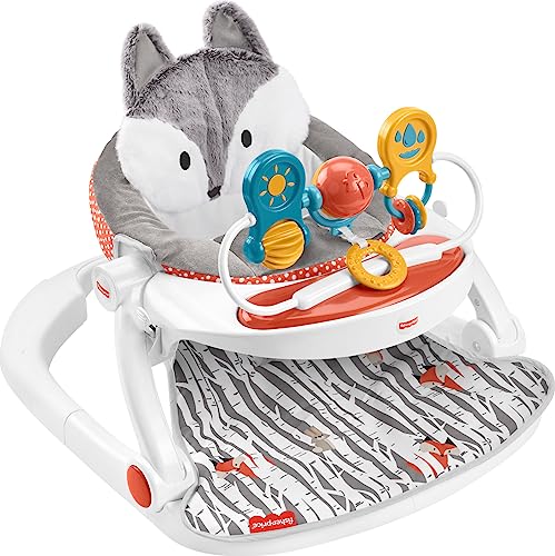 Переносное детское кресло Fisher-Price, роскошное напольное сиденье Sit-Me-Up со съемными игрушками и подносом для закусок, Happy Hills FISHER-PRICE BABY