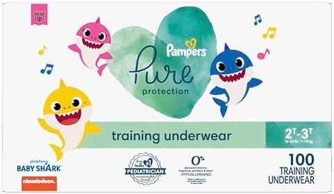 Тренировочные штаны Pampers Pure Protection Baby Shark, размеры от 2 до 3 лет, 100 штук, гипоаллергенное тренировочное нижнее белье премиум-класса Pampers