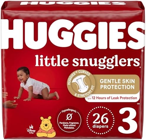 Подгузники Huggies, размер 3, детские подгузники Little Snugglers, размер 3 (16–28 фунтов), 26 шт. Huggies