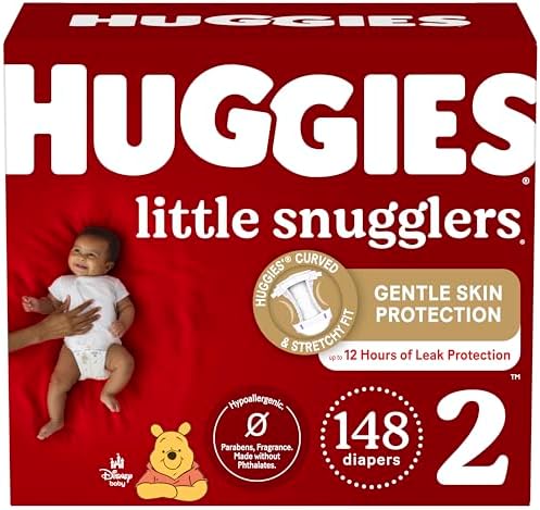 Подгузники Huggies, размер 2, детские подгузники Little Snugglers, размер 2 (12–18 фунтов), 148 шт. Huggies