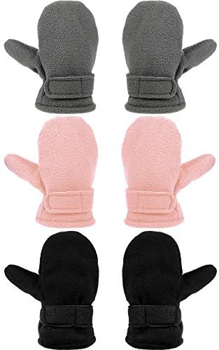 3 Pairs Baby Toddler Winter Mittens Warm Fleece Kids Mittens Baby Snow Skiing Gloves for Boys and Girls Aged 2-4 Years Syhood