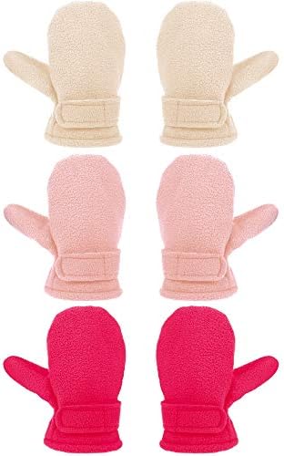 3 Pairs Baby Toddler Winter Mittens Warm Fleece Kids Mittens Baby Snow Skiing Gloves for Boys and Girls Aged 2-4 Years Syhood