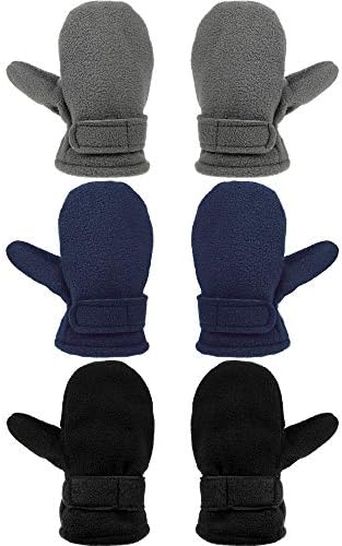 3 Pairs Baby Toddler Winter Mittens Warm Fleece Kids Mittens Baby Snow Skiing Gloves for Boys and Girls Aged 2-4 Years Syhood
