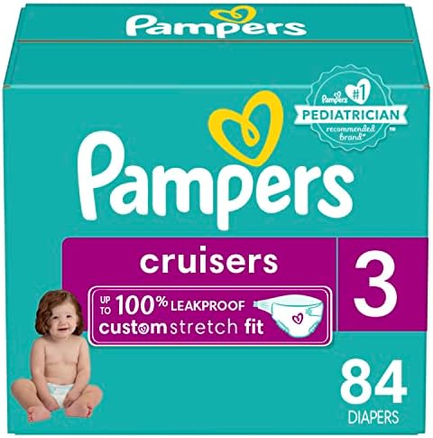 Pampers Cruisers Diapers - Size 3, 84 Count, Disposable Active Baby Diapers with Custom Stretch Pampers