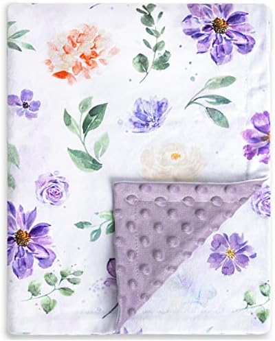 BORITAR Baby Blanket for Girls Super Soft Double Layer Minky with Dotted Backing, Receiving Blanket with Elegant Floral Multicolor Printed Blanket 30 x 40 Inch(75x100cm) BORITAR
