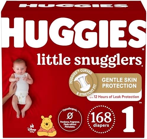 Подгузники Huggies, размер 1, подгузники Little Snugglers, (8–14 фунтов), 168 штук, для новорожденных Huggies