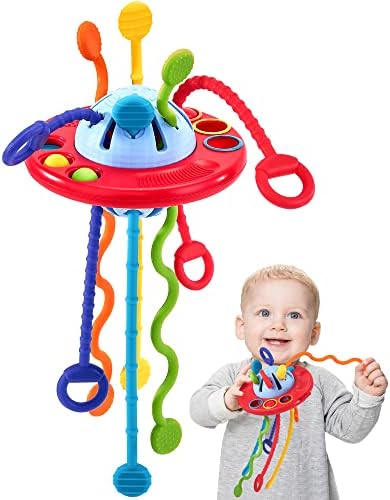 hahaland Toys for 1 Year Old Boy Birthday Gift Ideas - Silicone Pull String Montessori Toys for 1 Year Old, Travel Busy Sensory Fidget Baby Toys 12-18 Months - Toddler Toys Age 1-2 Stocking Stuffers Hahaland